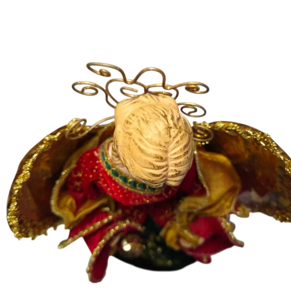 Elegant Christmas Angel Tree Topper Figurine Red Holiday Decor Porcelain 14 Inch